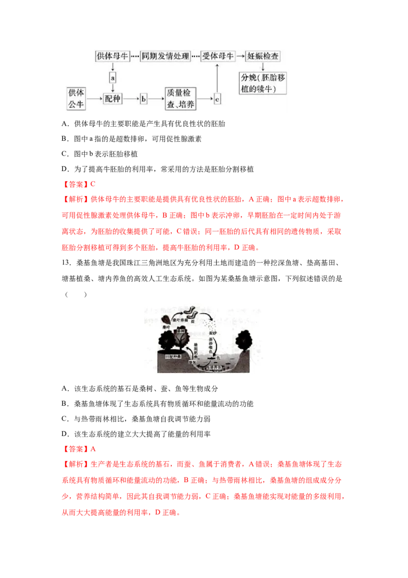 专题37胚胎工程、生物技术的安全性问题与生态工程（教师版）_新高考复习资料_2023年新高考复习资料_二轮复习_增分要点2023高考生物二轮复习专题解读和分层训练291073137