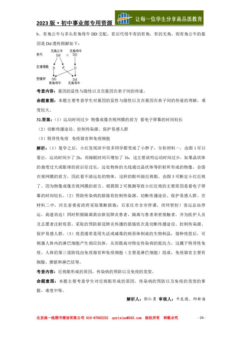 生物&mdash;&mdash;山东省临沂市pdf版，含答案全解全析(1)_山东历年中考真题_山东省历年中考真题2013~2024_初中生物历年真题（2013-2024）