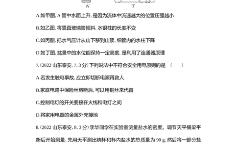 2022泰安物理试卷+答案+解析(word整理版)_山东历年中考真题_山东省历年中考真题2013~2024_初中物理历年真题（2013-2024）