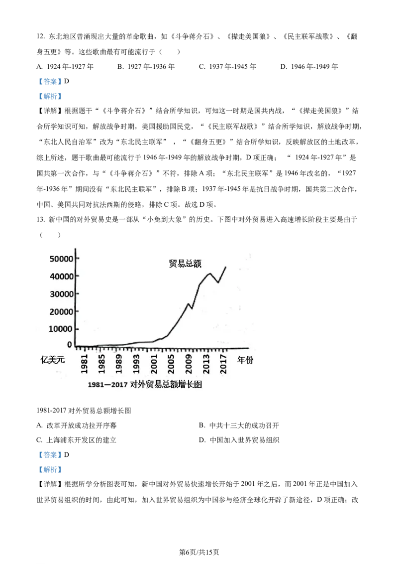 2023年山东省菏泽市中考历史真题（解析版）_山东历年中考真题_山东省历年中考真题2013~2024_初中历史历年真题（2013-2024）