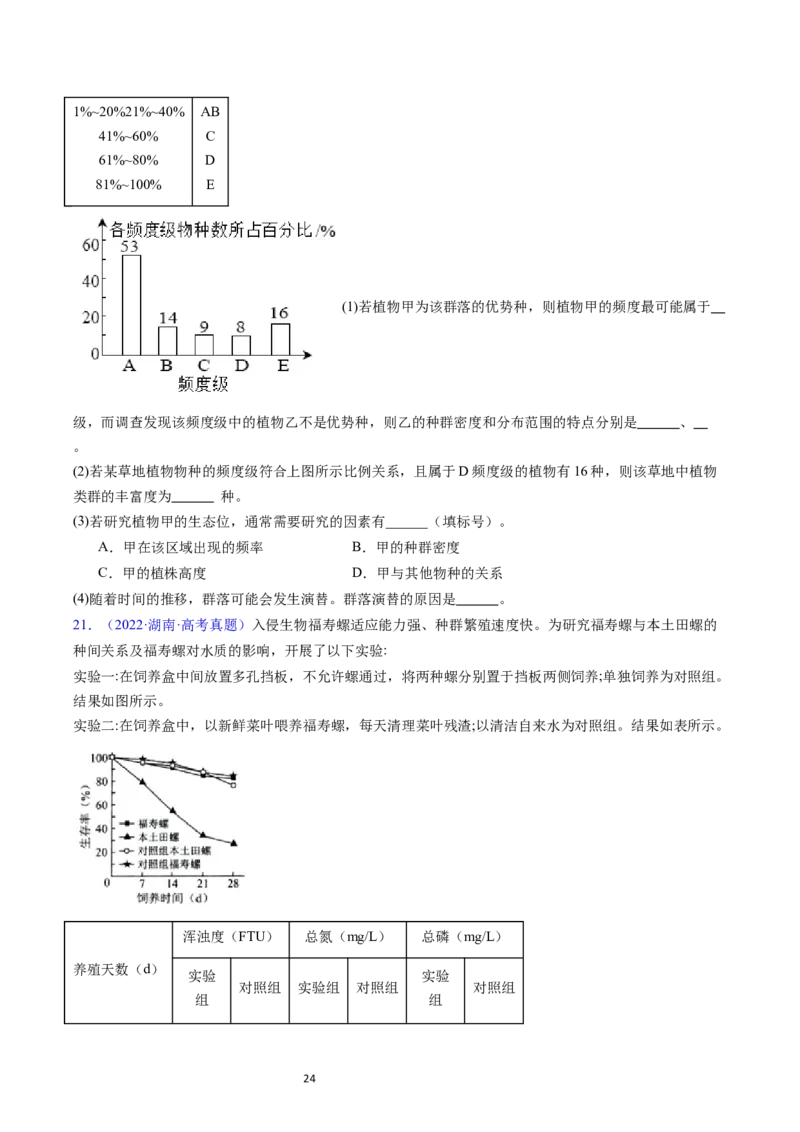 专题18种群和群落-学易金卷：五年（2019-2023）高考生物真题分项汇编（全国通用）（原卷版）_通用版（老高考）复习资料_2024年复习资料