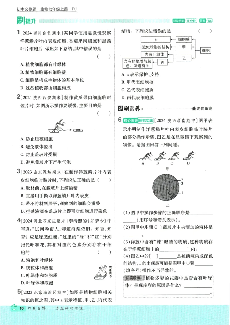 2025版《初中必刷题》生物RJ7上_初中全科电子版试卷练习试题_25初中必刷题_2025版《初中必刷题》生物RJ7上
