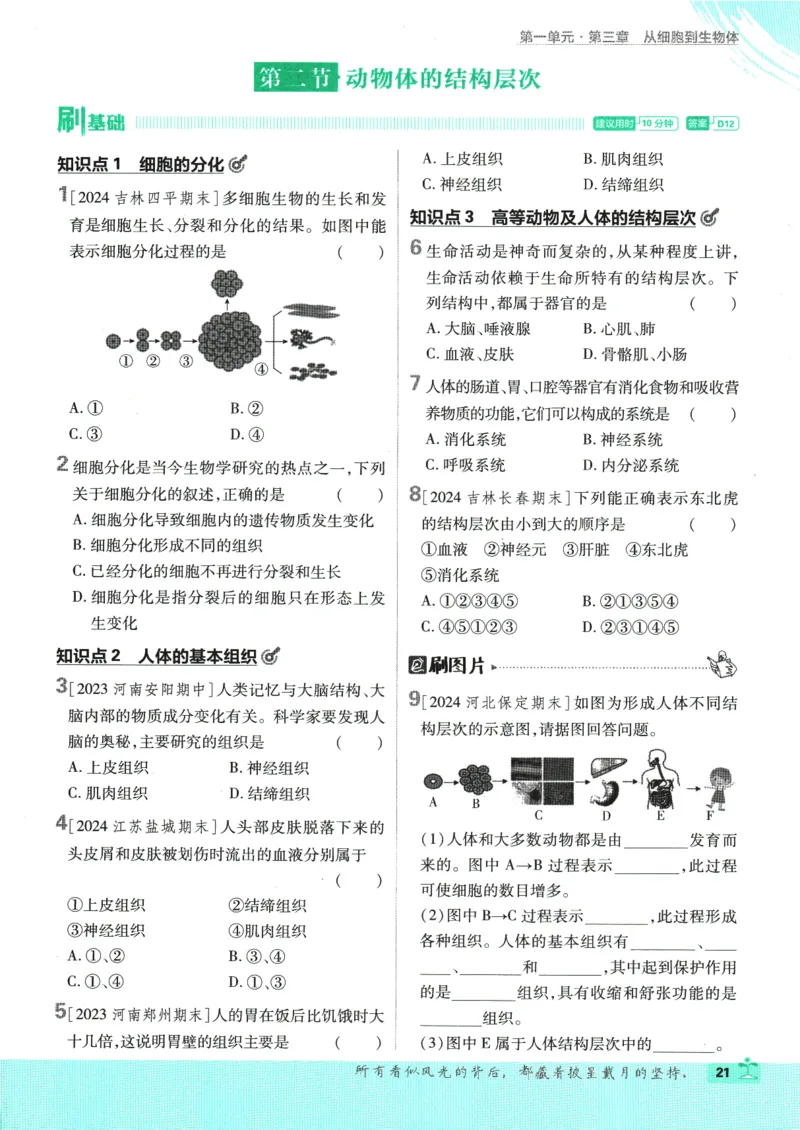 2025版《初中必刷题》生物RJ7上_初中全科电子版试卷练习试题_25初中必刷题_2025版《初中必刷题》生物RJ7上