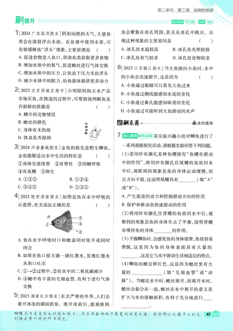 2025版《初中必刷题》生物RJ7上_初中全科电子版试卷练习试题_25初中必刷题_2025版《初中必刷题》生物RJ7上