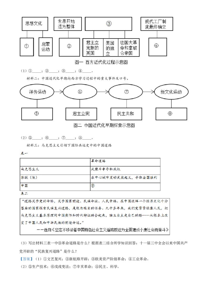 2020山东泰安历史试卷+答案+解析(word整理版)_山东历年中考真题_山东省历年中考真题2013~2024_初中历史历年真题（2013-2024）