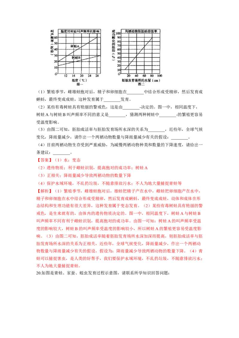 专题02昆虫和两栖动物的发育（解析版）-2021-2022学年八年级上学期期末复习之重难点突破（人教版）_初中全科电子版试卷练习试题_生物_生物8上练习