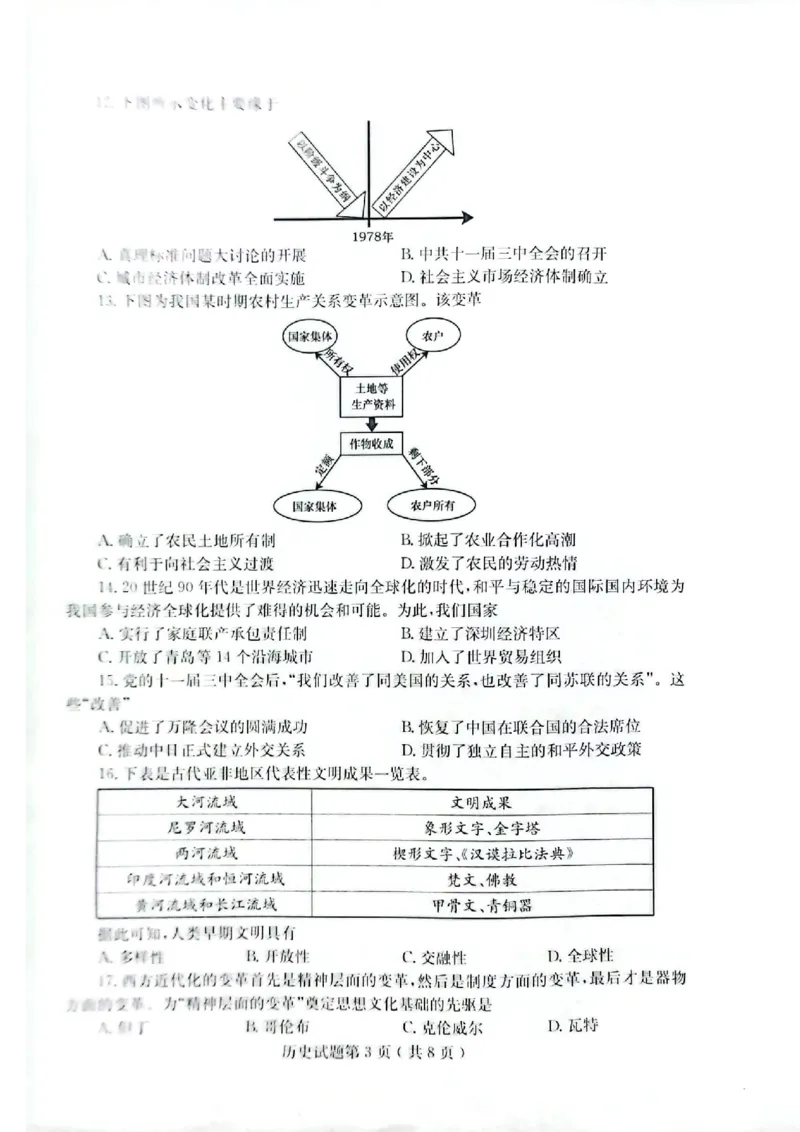 2023山东烟台中考历史试卷(图片版)_山东历年中考真题_山东省历年中考真题2013~2024_初中历史历年真题（2013-2024）