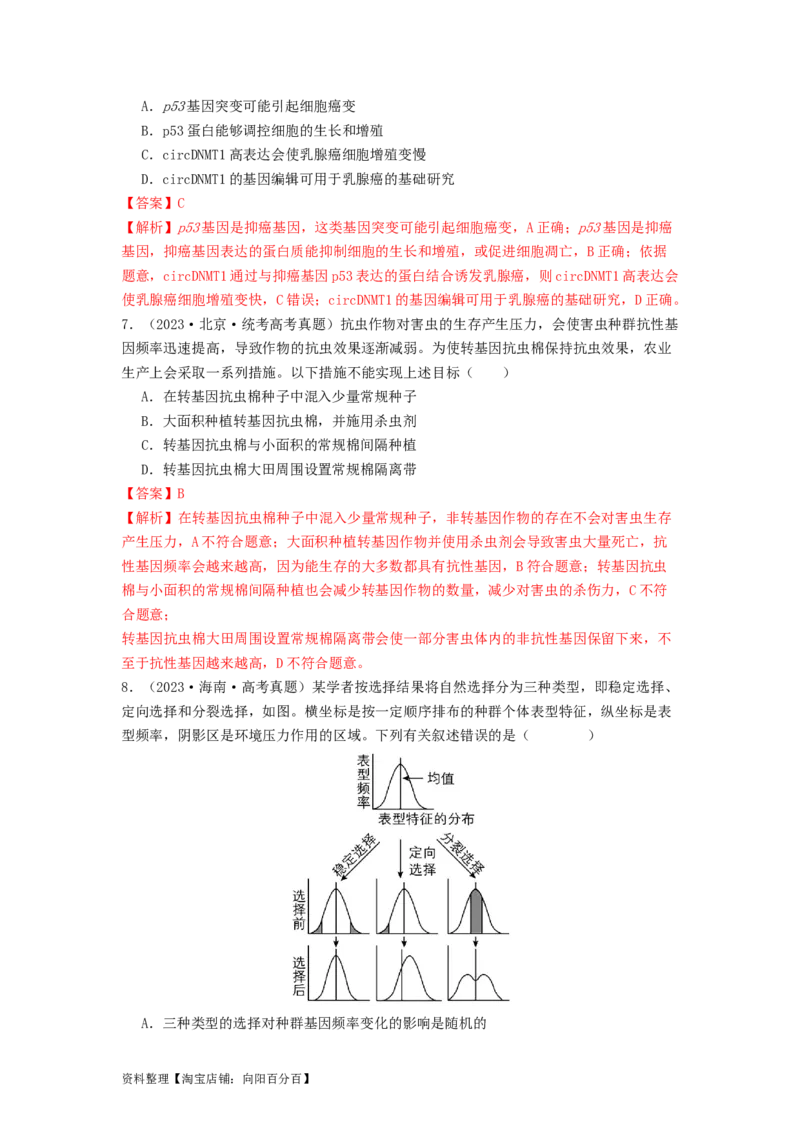 专题15变异、育种和进化（解析版）_通用版（老高考）复习资料_2024年复习资料_完备战2024年高考生物一轮复习抢分特训（全国通用）_教师版（含答案解析）