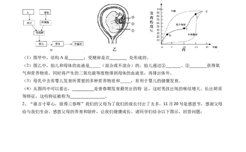 4.1.3青春期（原卷版）_初中全科电子版试卷练习试题_生物_生物人教版7下练习_人教生物7年级下课时练习40份_第2套七年级生物下册课时练习（人教版）20份