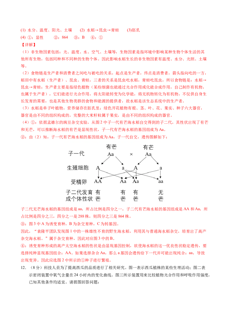 2024年中考押题预测卷（湖北卷）-生物（全解全析）_初中全科电子版试卷练习试题_生物_2024中考模拟题生物(1)_押题预测