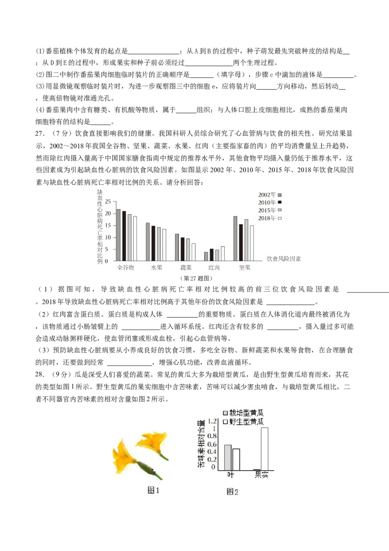 2024年中考押题预测卷（济南卷）-生物（考试版）A4_初中全科电子版试卷练习试题_生物_2024中考模拟题生物(1)_押题预测