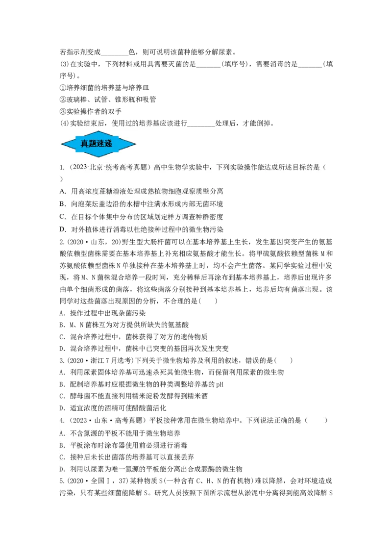 专题35微生物的培养技术及应用（串讲）（原卷版）_新高考复习资料_2024年新高考复习资料_一轮复习资料_完备战2024年高考生物一轮复习串讲精练（新高考专用）_串讲
