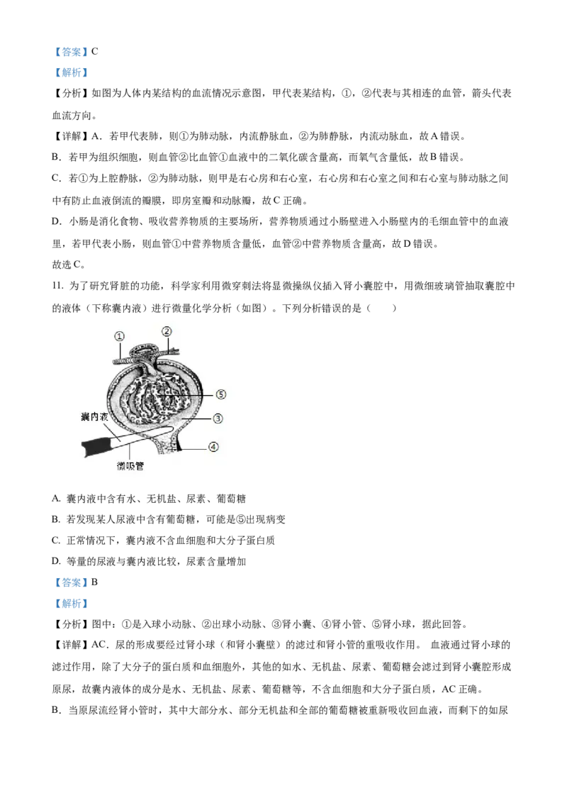 2024年山东省聊城市中考生物真题（解析版）(1)_山东历年中考真题_山东省历年中考真题2013~2024_初中生物历年真题（2013-2024）