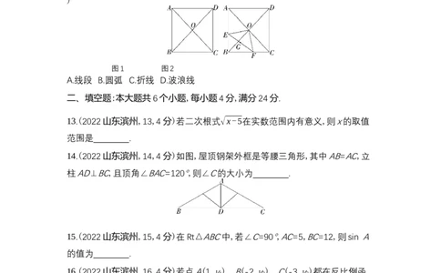 2022滨州数学试卷+答案+解析(word整理版)_山东历年中考真题_山东省历年中考真题2013~2024_初中数学历年真题（2013-2024）