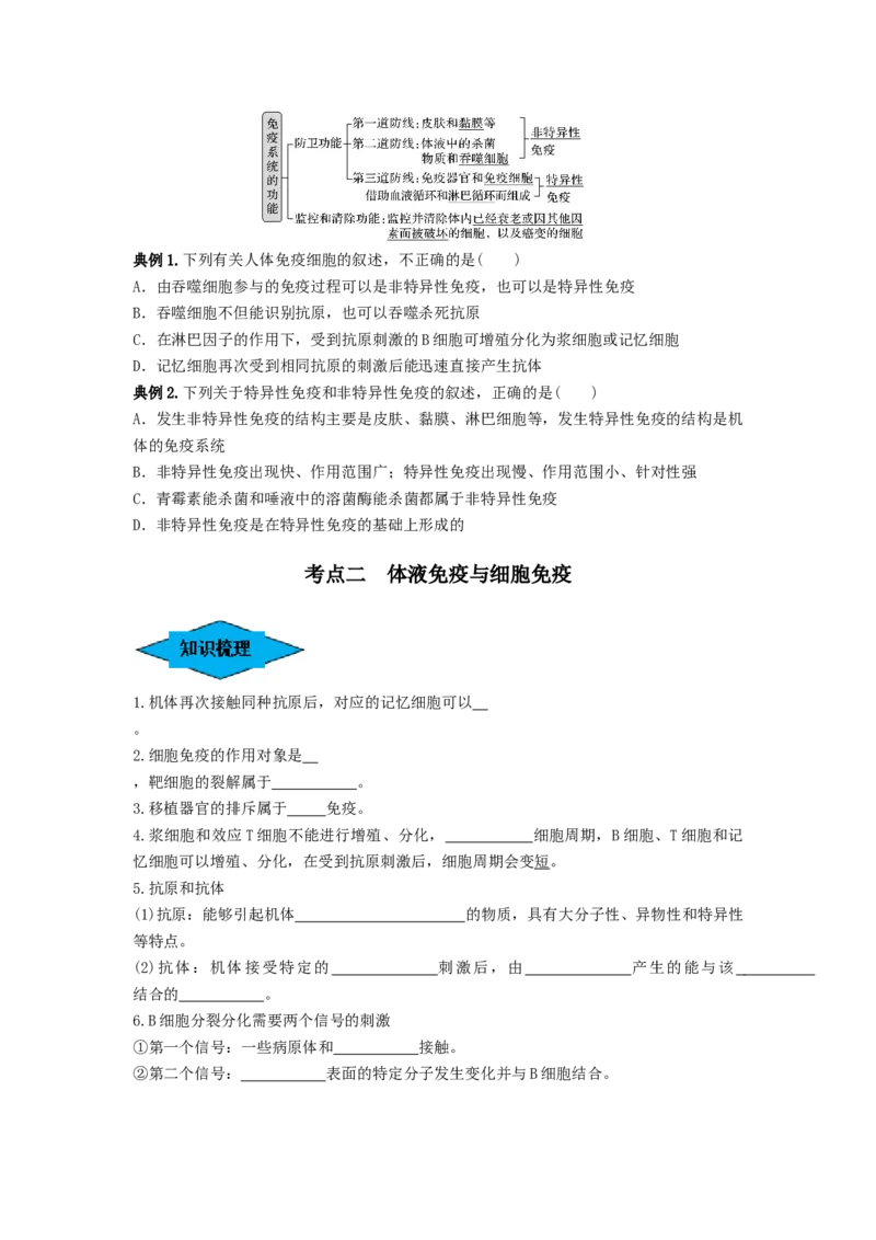 专题26免疫调节（串讲）（原卷版）_新高考复习资料_2024年新高考复习资料_一轮复习资料_完备战2024年高考生物一轮复习串讲精练（新高考专用）_串讲