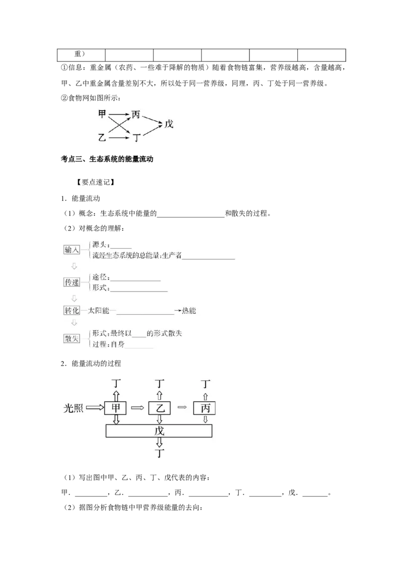 专题29生态系统的结构与能量流动（学生版）_新高考复习资料_2023年新高考复习资料_二轮复习_增分要点2023高考生物二轮复习专题解读和分层训练291073137