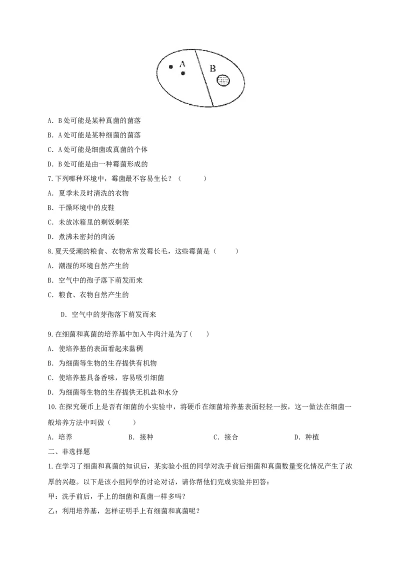 5.4.1细菌和真菌的分布（备作业）-（人教版）（原卷版）_初中全科电子版试卷练习试题_生物_生物8上练习_人教生物8年级上课时练习37份