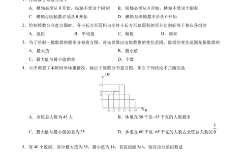 10.2直方图-七年级数学人教版（原卷版）_初中全科电子版试卷练习试题_数学_7下初中人教版数学练习、试卷_人教数学七年级下课时练习（148份）