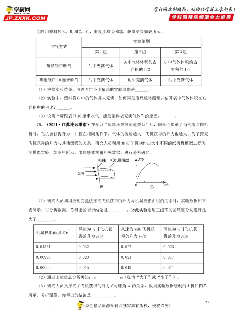 第十一单元压强真题训练（原卷版）_8、物理总复习_8.中考物理总复习_2022年中考复习资料_2022年中考一轮物理单元复习过过过（全国通用）学科网名师堂267298375