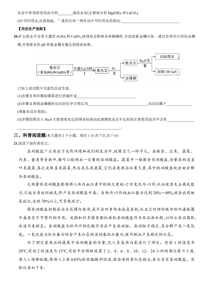 九年级全册期末测试卷（一）（人教版）_初中全科电子版试卷练习试题_化学_9年级上下册化学试题_9年级下试题_人教化学九年级下期末试卷（006份）