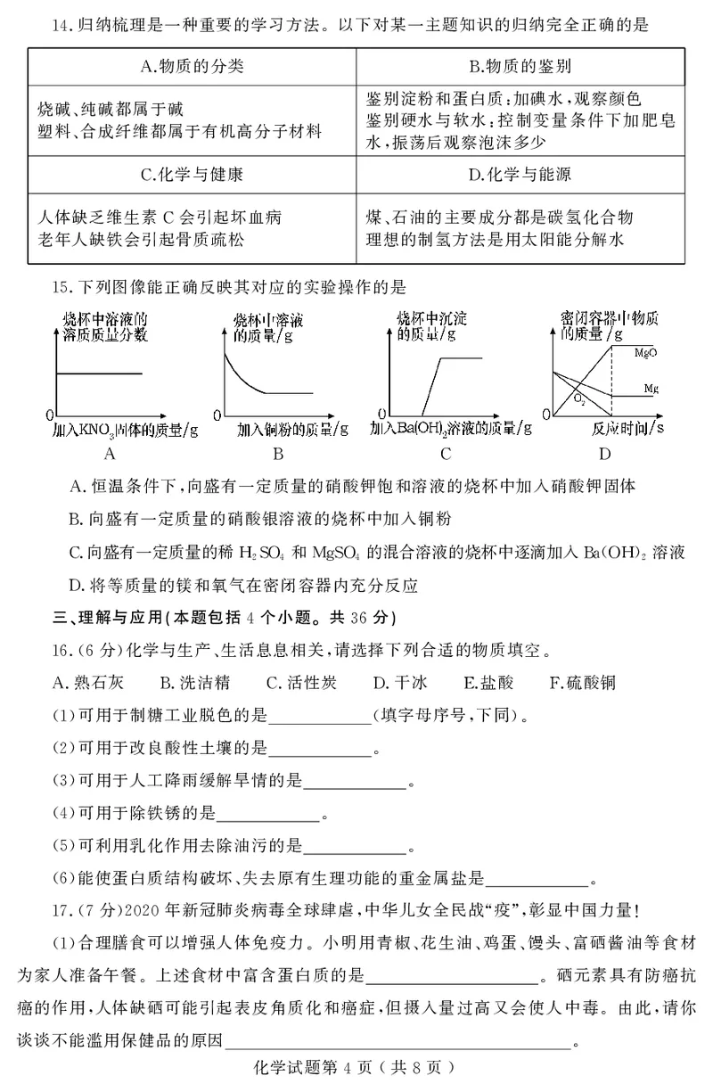 2020山东烟台化学试卷+答案(PDF文件版)_山东历年中考真题_山东省历年中考真题2013~2024_初中化学历年真题（2013-2024）