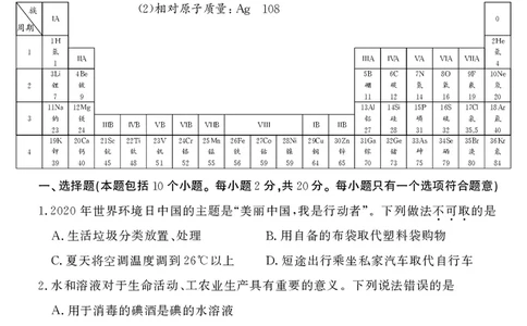 2020山东烟台化学试卷+答案(PDF文件版)_山东历年中考真题_山东省历年中考真题2013~2024_初中化学历年真题（2013-2024）