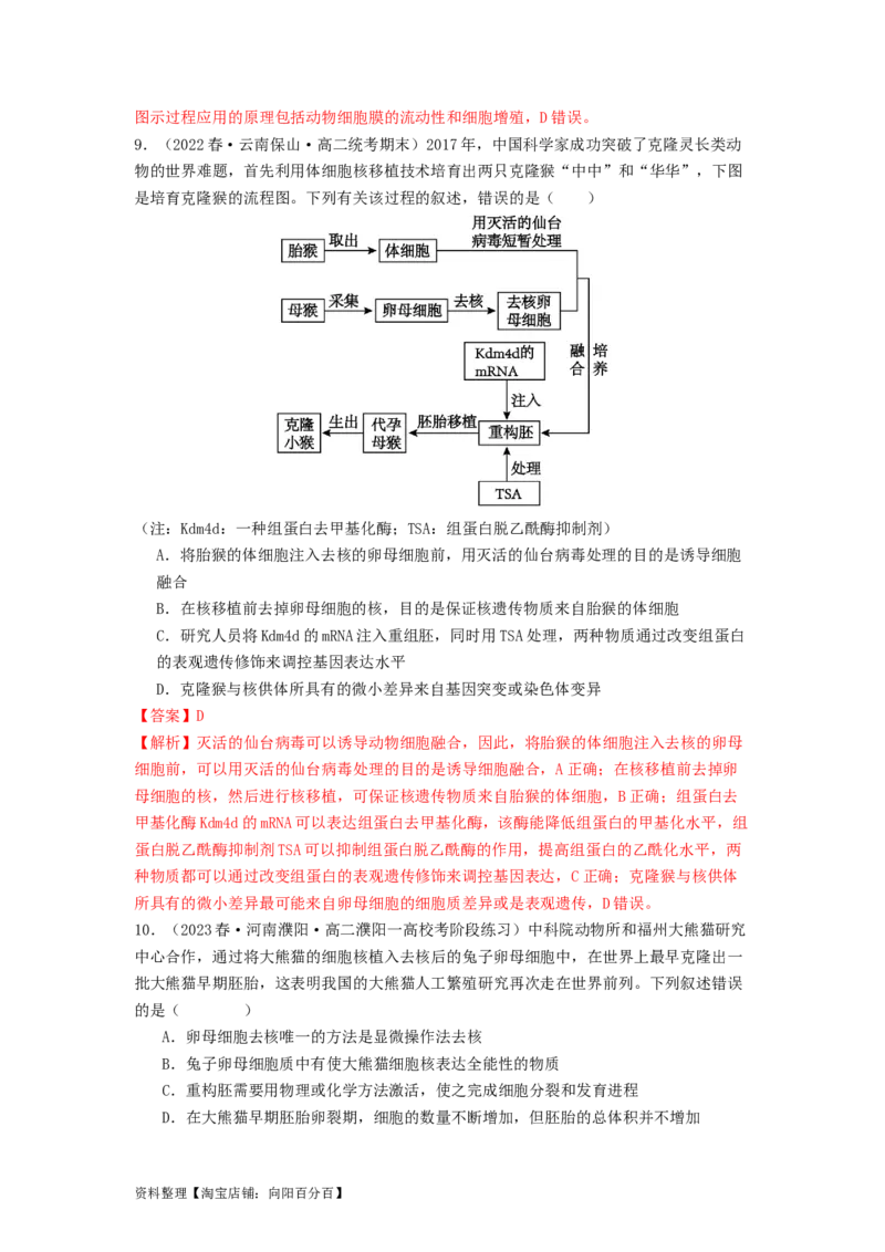 专题23细胞工程（解析版）_通用版（老高考）复习资料_2024年复习资料_完备战2024年高考生物一轮复习抢分特训（全国通用）_教师版（含答案解析）