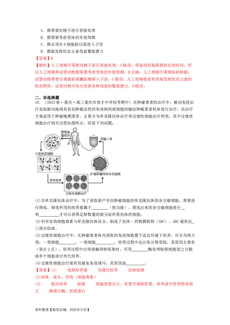 专题23细胞工程（解析版）_通用版（老高考）复习资料_2024年复习资料_完备战2024年高考生物一轮复习抢分特训（全国通用）_教师版（含答案解析）