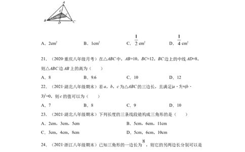 专题01与三角形有关的线段重难点专练（原卷版）（人教版）_初中全科电子版试卷练习试题_数学_8上初中人教版数学练习、试卷_人教数学八年级上专项练习（031份）
