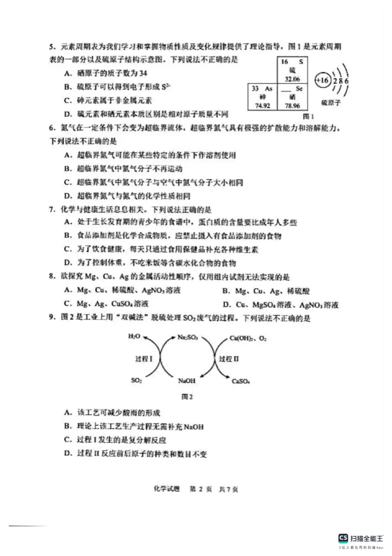 2025年威海市中考化学真题原卷_山东历年中考真题_山东省2025中考题_威海市