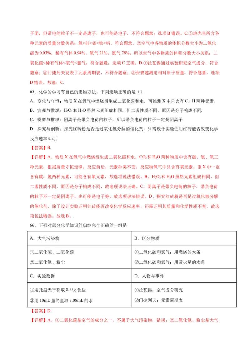 专练01（综合易错80题）（选择题）（解析版）_初中全科电子版试卷练习试题_化学_9年级上下册化学试题_9年级上试题_人教化学九年级上专项练习（022份）