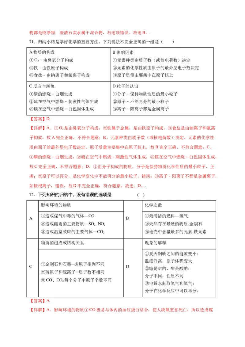 专练01（综合易错80题）（选择题）（解析版）_初中全科电子版试卷练习试题_化学_9年级上下册化学试题_9年级上试题_人教化学九年级上专项练习（022份）