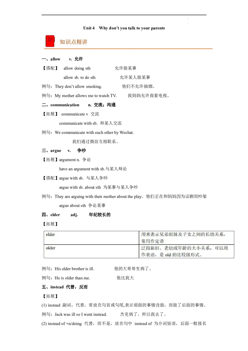 unit4知识点精讲精练2023-2024学年学年英语八年级下册（人教新目标版）_初中全科电子版试卷练习试题_英语_8年级下册-初中人教版英语_人教英语八年级下知识总结（020份）