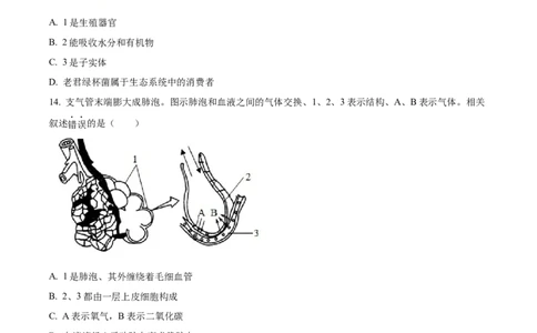 2025年山东省烟台市中考生物真题（原卷版）_山东历年中考真题_山东省2025中考题_烟台