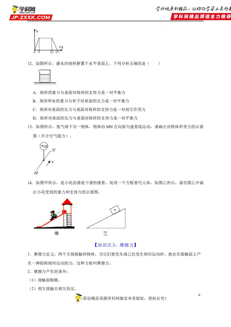 第8章运动和力（原卷版）_8、物理总复习_8.中考物理总复习_2022年中考复习资料_2022年中考物理一轮复习知识点梳理与针对性分层训练（人教版）265897621