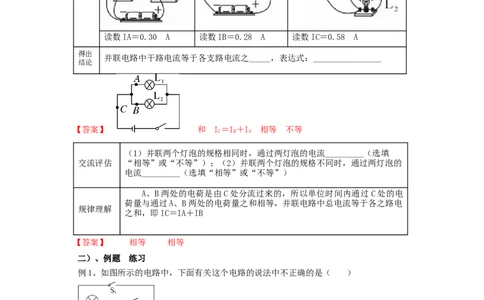 15.5串、并联电路中电流的规律（解析版）_初中全科电子版试卷练习试题_物理_9年级上下册物理试题_人教版物理九年级全一册课时练习（45份）_课时练习