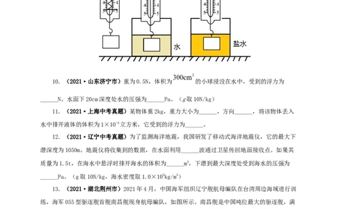 第十二单元浮力真题训练（原卷版）_8、物理总复习_8.中考物理总复习_2022年中考复习资料_2022年中考一轮物理单元复习过过过（全国通用）学科网名师堂267298375