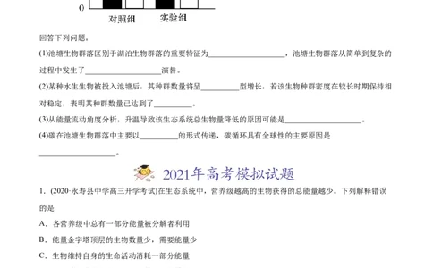 专题17生态系统与环境保护-2021年高考生物真题与模拟题分类训练（学生版）_新高考复习资料_2023年新高考复习资料_一轮复习_2023年新高考大一轮复习讲义