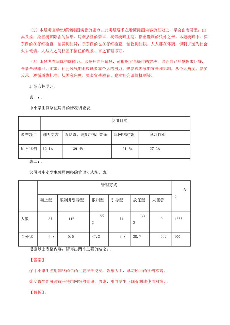 专题09：综合性学习-八年级语文上学期期末专题复习（部编版）（教师版）_初中全科电子版试卷练习试题_语文_8上初中部编版语文练习、试卷_部编语文八年级上专项练习（020份）