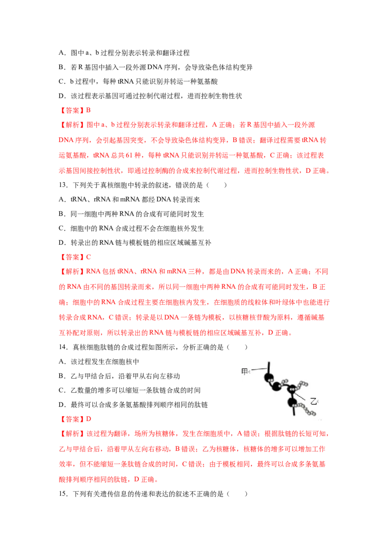 专题18基因的表达(教师版)_新高考复习资料_2023年新高考复习资料_二轮复习_增分要点2023高考生物二轮复习专题解读和分层训练291073137