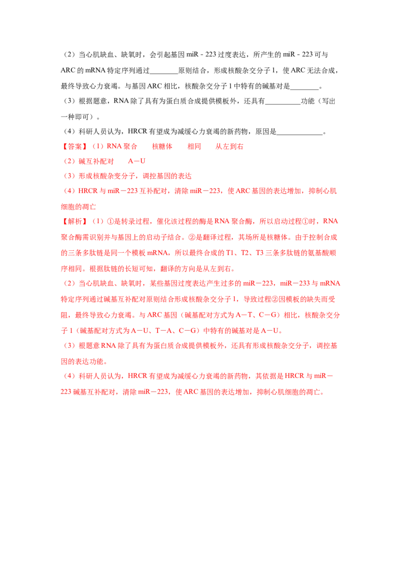专题18基因的表达(教师版)_新高考复习资料_2023年新高考复习资料_二轮复习_增分要点2023高考生物二轮复习专题解读和分层训练291073137