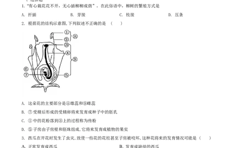 7.1.1植物的生殖（重点练）-（人教版）（原卷版）_初中全科电子版试卷练习试题_生物_生物8下练习_人教生物8年级下课时练习51份