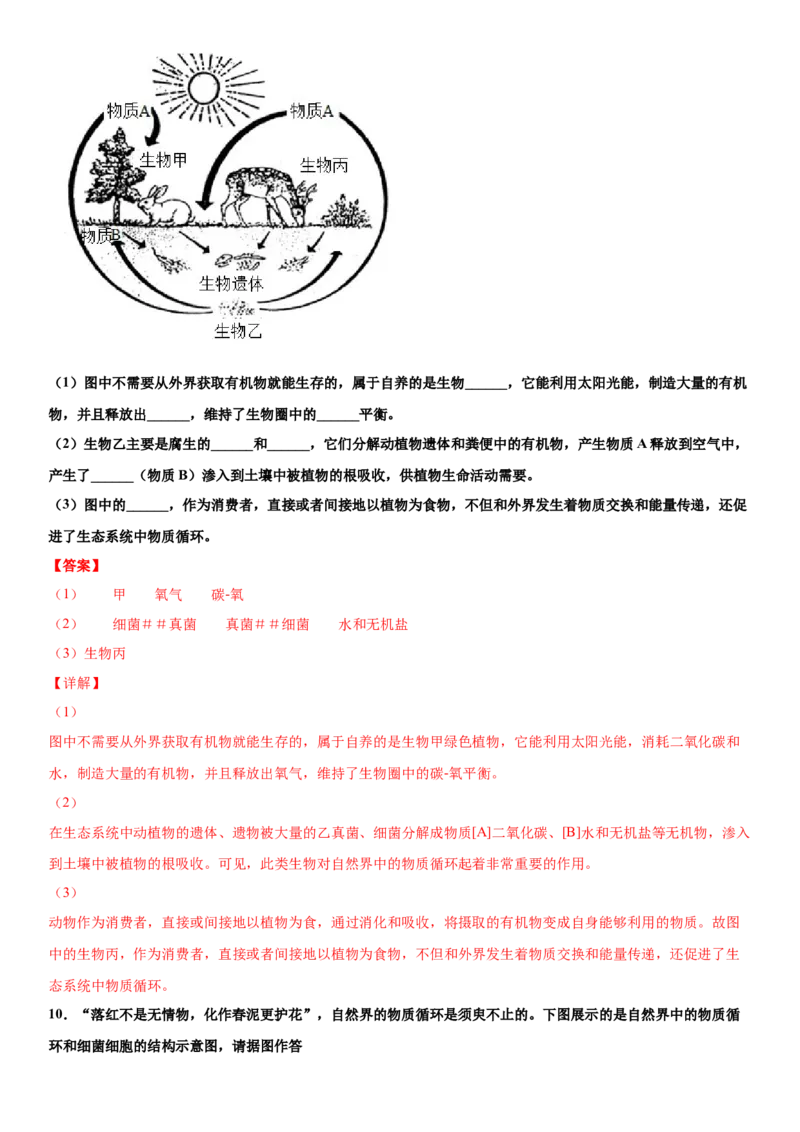 5.4.4细菌和真菌在自然界中的作用（练习）（解析版）_初中全科电子版试卷练习试题_生物_生物8上练习_人教生物8年级上课时练习37份
