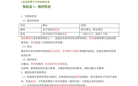 专题04基因控制生物的形状及基因在亲子代间的传递（解析版）-2021-2022学年八年级上学期期末复习之重难点突破（人教版）_初中全科电子版试卷练习试题_生物_生物8上练习