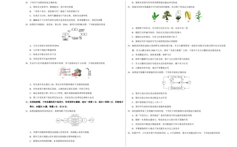 2024年中考押题预测卷（南京卷）-生物（考试版）A3_初中全科电子版试卷练习试题_生物_2024中考模拟题生物(1)_押题预测