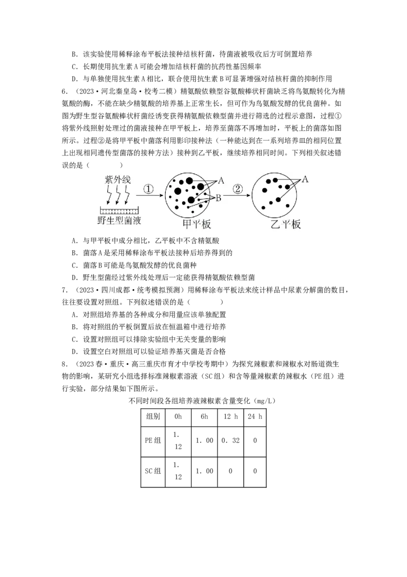 专题22微生物的培养技术及应用（原卷版）_通用版（老高考）复习资料_2024年复习资料_完备战2024年高考生物一轮复习抢分特训（全国通用）