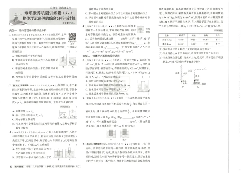 2025春53初中试卷物理人教版8年级下册_初中全科电子版试卷练习试题_初中全科《53中考试卷》2025版（多版本）_2025春53初中试卷8年级下册人教版(1)