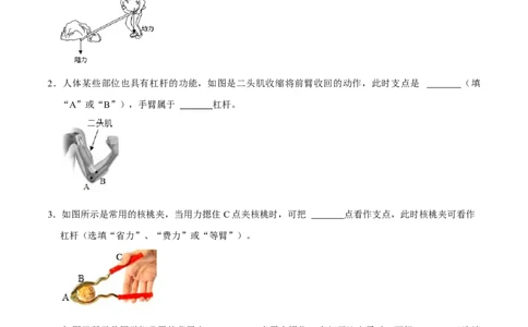 12.1.2杠杆的分类及综合应用八年级物理下册课时同步分层训练（人教版）（原卷版）_初中全科电子版试卷练习试题_物理_8年级下册物理试题_人教版物理八年级下课时练习（045份）
