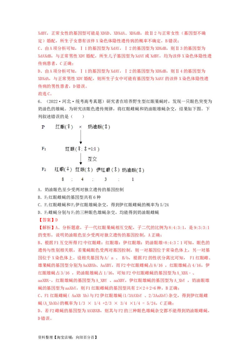 专题16基因在染色体上、伴性遗传和人类遗传病（串讲）（解析版）_新高考复习资料_2024年新高考复习资料_一轮复习资料_完备战2024年高考生物一轮复习串讲精练（新高考专用）_串讲