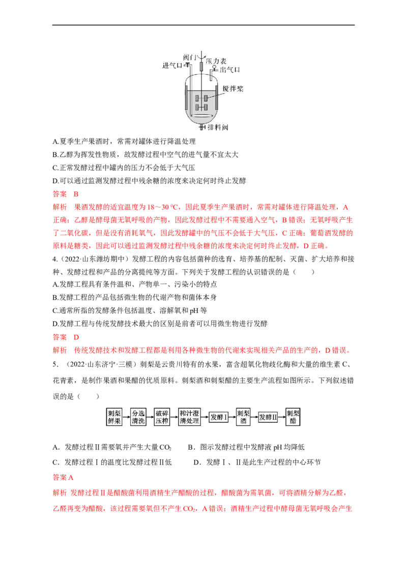 专题15发酵工程（测试卷）-2023年高考生物二轮复习讲练测（全国通用）（解析版）_通用版（老高考）复习资料_2023年复习资料_二轮复习_2023年高考生物二轮复习讲练测（全国通用）